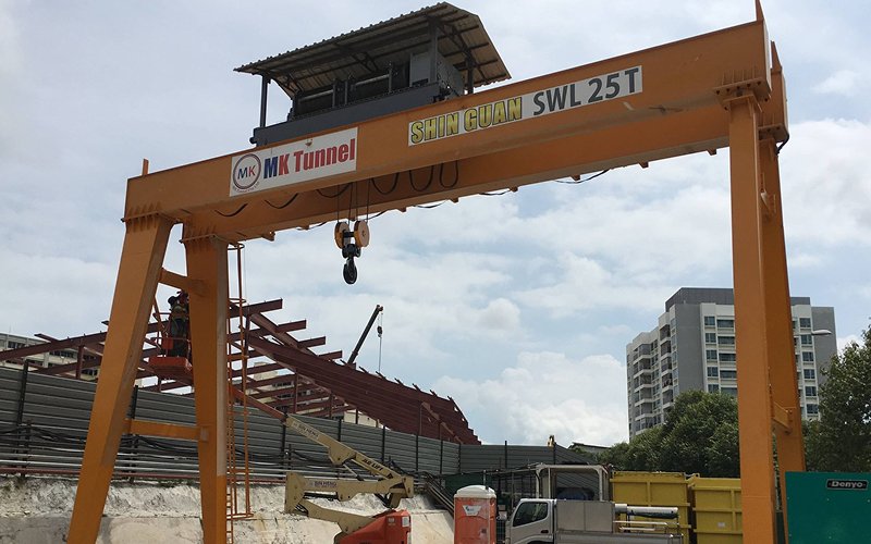 Heavy duty double girder gantry crane at outdoor construction site
